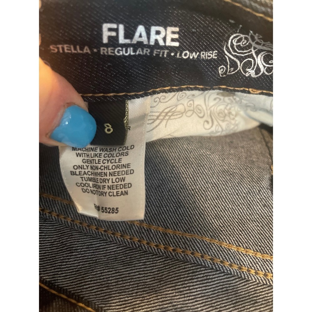 Express Stella Flare‎ Jeans Women's Size 8 Low Rise Dark Wash Denim - Picture 3 of 7